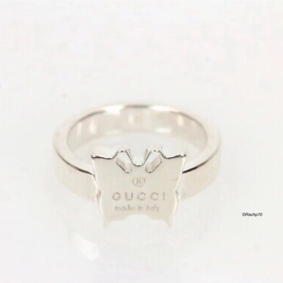 gucci silver butterfly ring